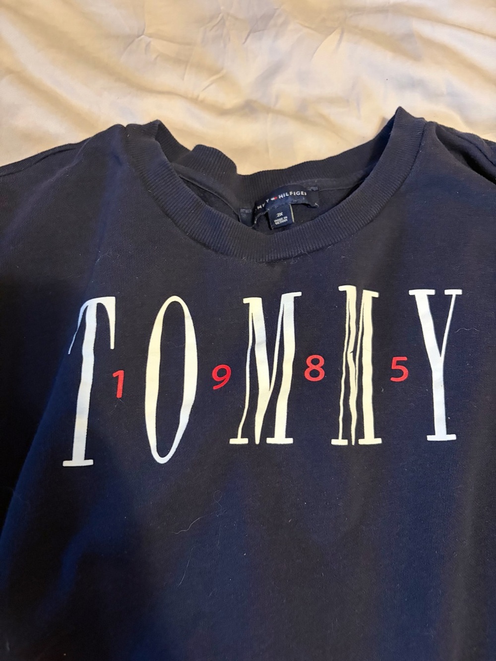 Tommy Hilfiger Navy Crewneck Sweatshirt with White Logo - Picture 5 of 5